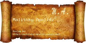 Malitsky Apolló névjegykártya